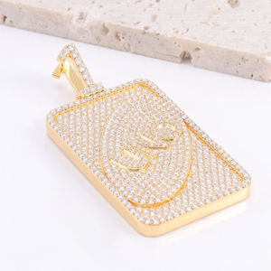 Colgante de Número Chapado en Oro con Moissanita, Amuleto Unisex de Hiphop, Acero Inoxidable, Joyería de Moda con Certificación IGI - Product Image 3