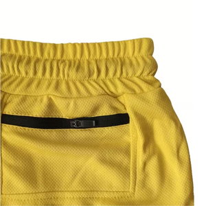 High Quality Gym <b>Short</b> For Men's Yellow Color Anti Wrinkle Quick Dry Double Layer <b>Compression</b> <b>Shorts</b> For Adult - Product Image 4