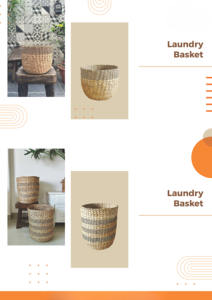 Panier de rangement multifonctionnel en jacinthe d'eau, écologique, fait main, avec couvercle, pour la lessive et usage domestique - Product Image 5