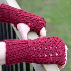 Handmade Crochet <b>Fingerless</b> <b>Gloves</b> Blue Ombre Wrist Length Cotton Spandex Winter Casual Outdoor Quick Dry Warmth Customizable - Product Image 6