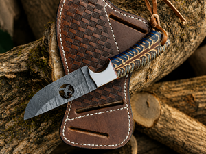 Cuchillo vaquero de acero de Damasco hecho a mano con funda de cuero cruzada, el mejor regalo para hombre, regalo de Año Nuevo, regalo para él. - Product Image 4