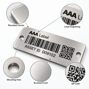 Étiquettes de code QR en acier inoxydable, plaques d'identification d'actifs avec code-barres gravé sur mesure pour les fabricants de machines - Product Image 3