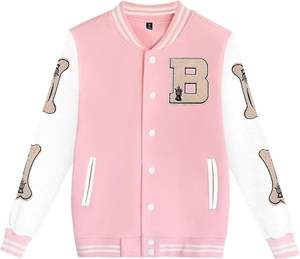 Chaqueta Universitaria Unisex Vintage con Estampado de Letras, Sudadera Informal con Parches, Chaqueta Bomber de Béisbol, Talla Grande - Product Image 1