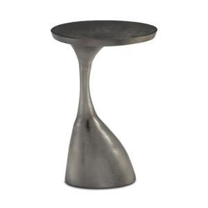 Table basse en métal avec plateau rond et base sculptée pour salon, design moderne, table d'appoint faite à la main - Product Image 1