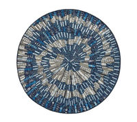 Set de table indien artisanal en tissu perlé blanc et noir, motif complexe, écologique, taille personnalisée, diamètre 300 mm, moderne