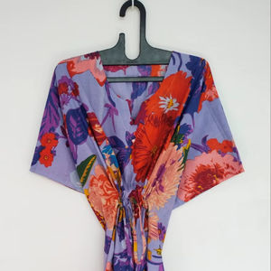 Nuevo Kaftán con Estampado Floral, Cuello en V, Corte Ajustado, de Algodón Suave Indio, con Encaje, Largo, para Playa, Regalo para Damas de Honor - Product Image 1