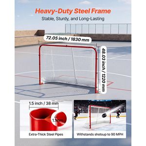 But de hockey de rue en acier robuste - Filet de hockey sur roulettes durable pour intérieur et extérieur, léger et portable - Product Image 3
