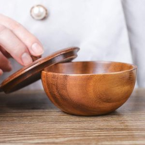 Wooden <b>Rice</b> Bowl with Lid 3.14 Inch Acacia Seasoning Bowl Food <b>Container</b> for Kids and Adults Safe Practical Kitchen Dining - Product Image 4