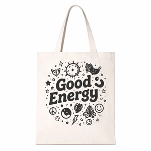 กระเป๋าผ้าแคนวาสพรีเมียม 300GSM แบบเปิด  รักษ์โลก ใช้ซ้ำได้  ลายพิมพ์ Good Energy  รับสกรีนโลโก้ - Product Image 1