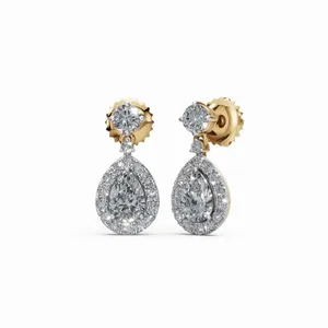 ต่างหูเพชร Marinas Royal Lab Grown Diamond 34 เม็ด ทอง 18K รับรองโดย IGI ความใส VVS ดีไซน์ทันสมัยสำหรับผู้หญิง - Product Image 1