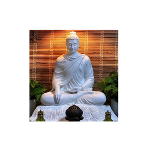 Estatua de Buda de mármol blanco de Artifax Vietnam, la más vendida (postura sentada) - Product Image 3