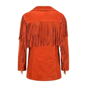 Chaqueta Acolchada de Invierno para Mujer, Hecha a Mano con Flecos y Cuentas, de Alta Calidad, en Cuero Genuino y Pana Tejida, Transpirable y Personalizable - Product Image 2