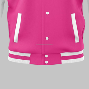 Veste universitaire de baseball Letterman en molleton de coton rose personnalisée pour hommes col montant tenue décontractée avec procédé de revêtement - Product Image 4