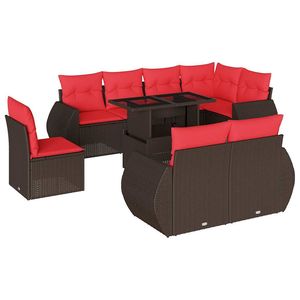 Juego de sofás de jardín de ratán sintético marrón de 9 piezas con cojines - Product Image 2