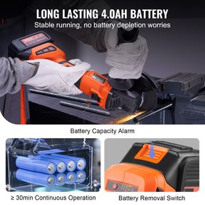 Kit de amoladora angular inalámbrica de 4-1/2 ''9000RPM 20V 4.0Ah batería cargador rápido 3 amoladora eléctrica de velocidad Variable herramientas eléctricas para - Product Image 4