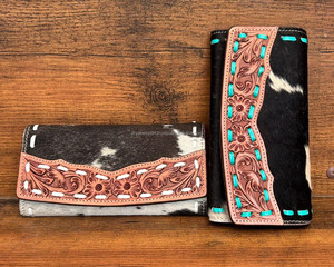 Cartera de tres pliegues multifunción de cuero mecanizado a mano a la moda para mujer, Cartera de mano de piel de vaca de gran capacidad, cartera para tarjetas de crédito - Product Image 4