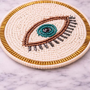 Handmade Glass <b>Beads</b> Square <b>Coasters</b>-Classic Design Polyester Backing (4x4 Inch) MS HANDICRAFT Portable Customized Church - Product Image 1