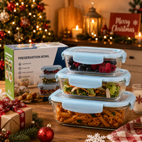 Contenants de stockage alimentaire en verre avec couvercles roses étanches, ensemble de préparation des repas et de rangement pour la cuisine