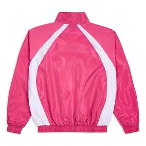 Veste de survêtement sportive légère en polyester pour femme, rose et blanc, à blocs de couleur, manches longues, col montant, fermeture éclair, idéale pour le printemps - Product Image 2