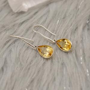 Boucles d'oreilles en Citrine, pierre de naissance de janvier, en argent, faites à la main, bijoux d'Inde, à la mode, au meilleur prix, vente en gros - Product Image 4