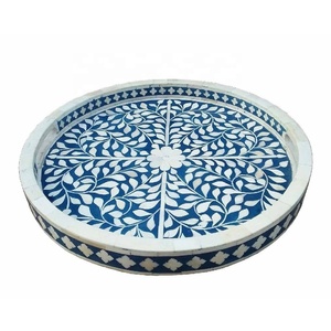 Nouvel Arrivage Plateau de Service Artisanal à Motif Floral en Os Incrusté, Plateaux de Petit-Déjeuner en Os, Plateau Polyvalent Idéal à Prix de Gros - Product Image 6