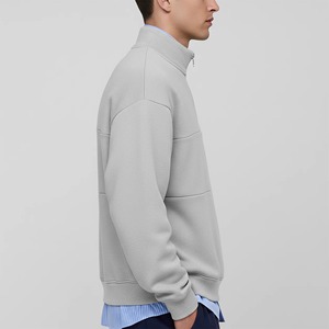 Sudadera Gris para Hombre con Cierre de Cremallera, Color Sólido, Logotipo Frontal, Corte Regular, Ropa de Invierno, Poliéster/Algodón, Transpirable, Largo Completo - Product Image 6