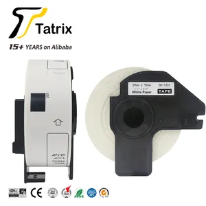 Tatrix DK11201 DK 29Mm * 90Mm Hitam Di Atas Putih Label Pengiriman Kertas Termal Label Pengiriman Gulungan untuk Printer Seri Brother QL-1060N