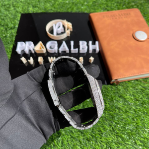 Reloj de cuarzo plateado de lujo con diamantes para hombre, correa de acero inoxidable estilo diamante, reloj de pulsera elegante. - Product Image 4