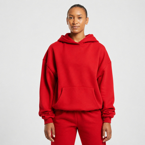 Sudadera con capucha oversize de moda para mujer 2026, jersey básico de color liso, top holgado, sudadera con capucha negra al por mayor - Product Image 1