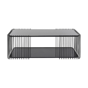 Table basse moderne de style mid-century avec plateau en bois et étagère de rangement pour salon, meubles de maison - Product Image 1