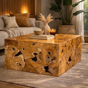 Mesa de Centro ARTERRA de Lujo, Rústica, Hecha a Mano con Bloque de Raíz de Teca, Mueble Duradero y Ecológico para Sala de Estar - Product Image 3