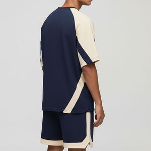 New Arrived 2026 100% Cotton 2 Tone Eco-Friendly Printed Breathable Men's Short <b>Set</b> Streetwear Custom Embroidered Logo Hip Hop - Product Image 4