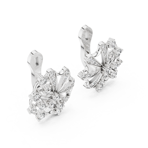 Pendientes de diamantes redondos únicos cultivados en laboratorio con clip, engastados en oro blanco de 18 quilates, para uso diario, fiestas y regalos para mujeres. - Product Image 1