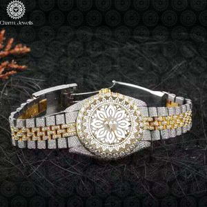 Charm_Jewells Women's Luxury Stainless Steel <b>Watch</b> Round Case Analog Quartz Movement Diamond Encrusted Bracelet 40mm - Product Image 3