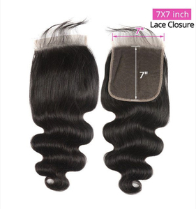 Cierre de Encaje HD 7x7 de Cabello Humano, Cabello Indio Virgen, Negro Natural, Cabello Remy de Una Sola Capa - Product Image 1