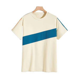 T-shirt pour homme à col rond contrasté, style streetwear, manches courtes - Product Image 1