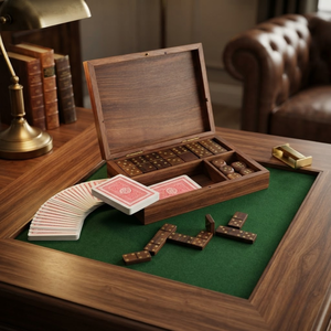 Wooden <b>Playing</b> <b>Card</b>, Domino & Dice Box | Indian Rosewood Game Storage Case | Travel Board Game Set | Handmade Gift Box Organizer - Product Image 2