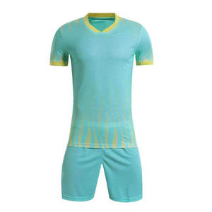 Ensemble de maillots de football unisexe, col en V, manches courtes, polyester respirant, anti-transpiration, imprimé par transfert thermique, élastique - Product Image 1