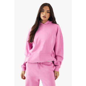 Sudadera con capucha de algodón para mujer, holgada, de manga larga, lisa, oversize, transpirable, ecológica, tejida, precio de fábrica, OEM personalizado - Product Image 3