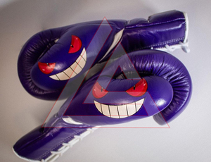 Ensemble de boxe professionnel personnalisé en cuir de vachette véritable imprimé violet pour adultes - Protection - Product Image 2