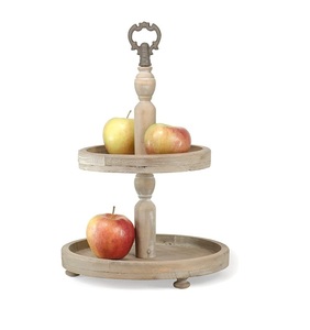 Natural Wooden Two Tier Cake Stand For Kitchen Table Dessert Serving And Party <b>Cupcake</b> Display - Product Image 1