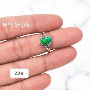 แหวนเงินแท้ 925 ประดับพลอยเทอร์ควอยซ์สีเขียวทองแดง แหวนเงินทำมือสำหรับผู้หญิง เครื่องประดับคุณภาพดี ราคาขายส่ง - Product Image 2