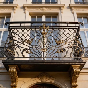 Victorian-style wrought iron balcony railing: rust-resistant, easy to assemble, and featuring an intricate patterned design. - Product Image 4