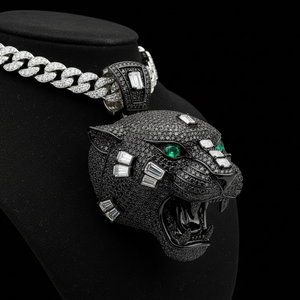 Colgante de Moissanita Rey Africano Wakanda, Plata 925 con Baño de Rodio, Diamante VVS, Joyería Fina, Colgantes y Dijes Hip Hop, GIA IGI - Product Image 1