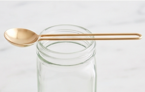 Gold Plated Serving Spoon With Long Handle Minimalist Design <b>Mirror</b> Finish Metal Utensil For Kitchenware - Product Image 4