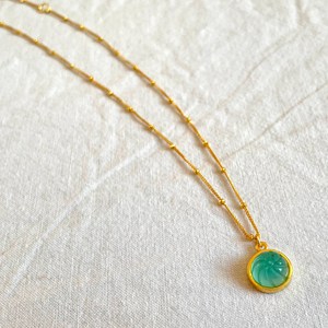 Pendentif en calcédoine aquatique en argent sterling plaqué or, de qualité supérieure, sans nickel, avec breloque sculptée, collier fait main, bijoux pour - Product Image 4