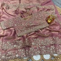 Sari en soie satinée traditionnel indien, élégant et magnifique, brodé avec des fils Zari, pour les occasions de fête et de mariage, pour femmes