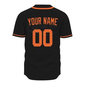 Maillot de baseball personnalisé pour homme, manches courtes, impression du nom de l'équipe, respirant, antibactérien, polyester, uniforme adulte, coupe classique, noir - Product Image 2