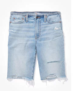 Shorts en jean peigné écologique respirant pour femme, taille mi-haute, coupe skinny, avec cordon de serrage, style streetwear d'été, OEM - Product Image 5