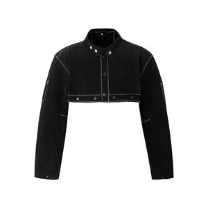 Veste de sécurité réfléchissante en cuir de vachette fendu, résistante aux flammes, pour la lutte contre les incendies, avec tablier à dos ouvert et manches cape pour le soudage - Product Image 6